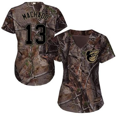 Orioles 13 Manny Machado Camo Realtree Collection Cool Base Womens Stitched Baseball Jersey