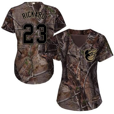 Orioles 23 Joey Rickard Camo Realtree Collection Cool Base Womens Stitched Baseball Jersey