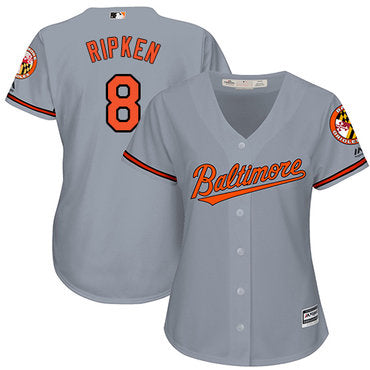 Orioles 8 Cal Ripken Grey Road Womens Stitched Baseball Jersey