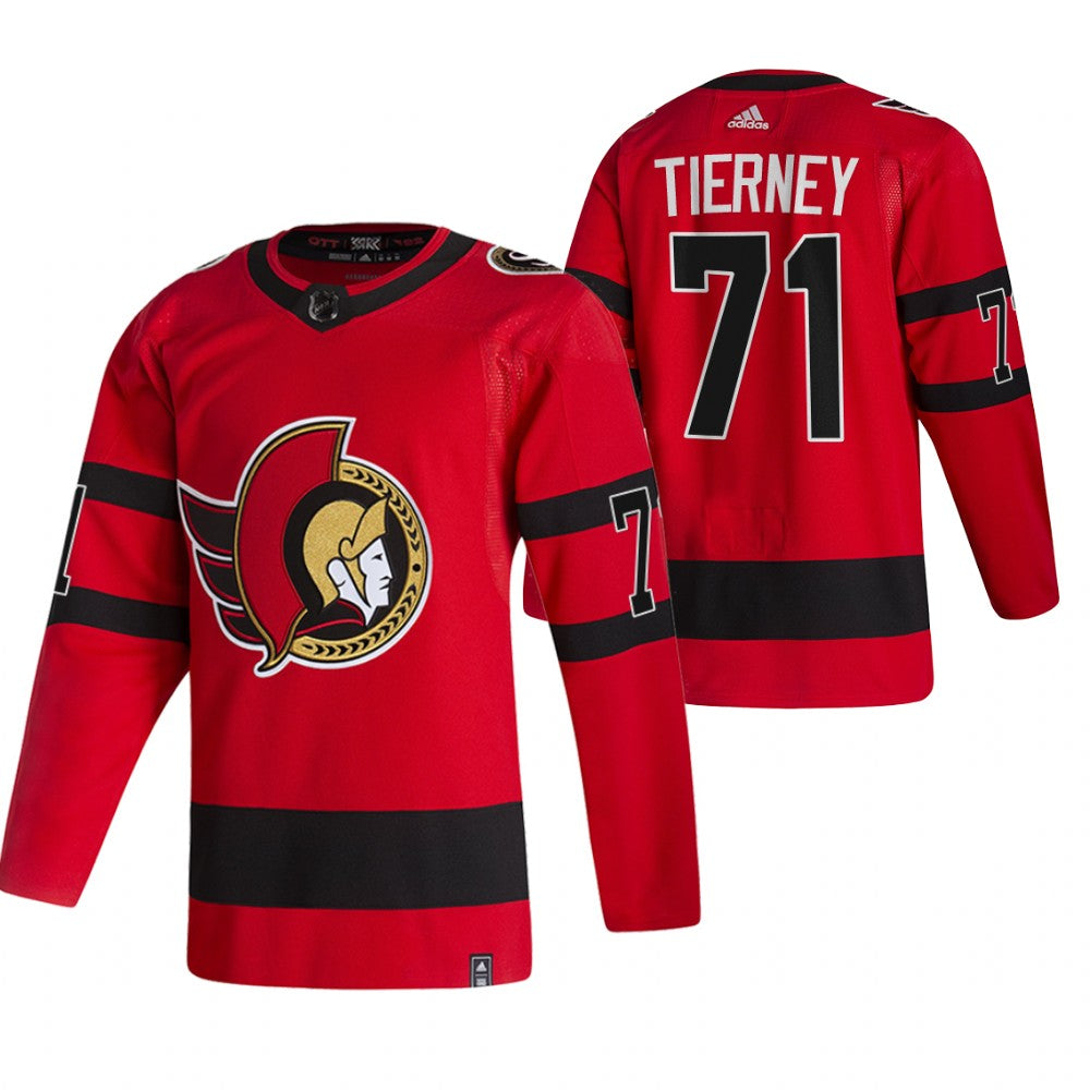 Ottawa Senators 71 Chris Tierney Red Mens Adidas 2020 21 Reverse Retro Alternate Nhl Jersey