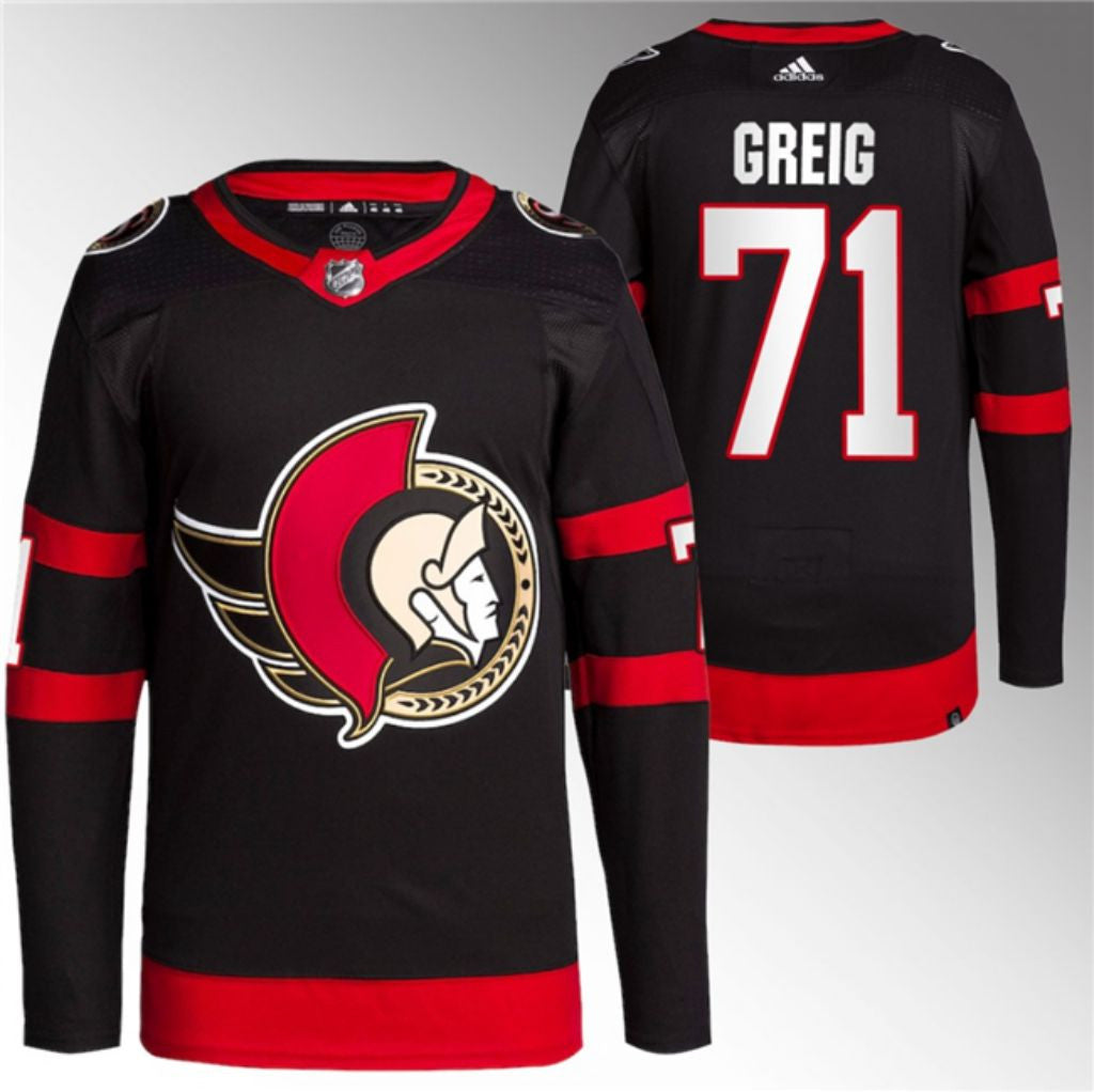 Ottawa Senators 71 Ridly Greig Black Premier Breakaway Stitched Jersey