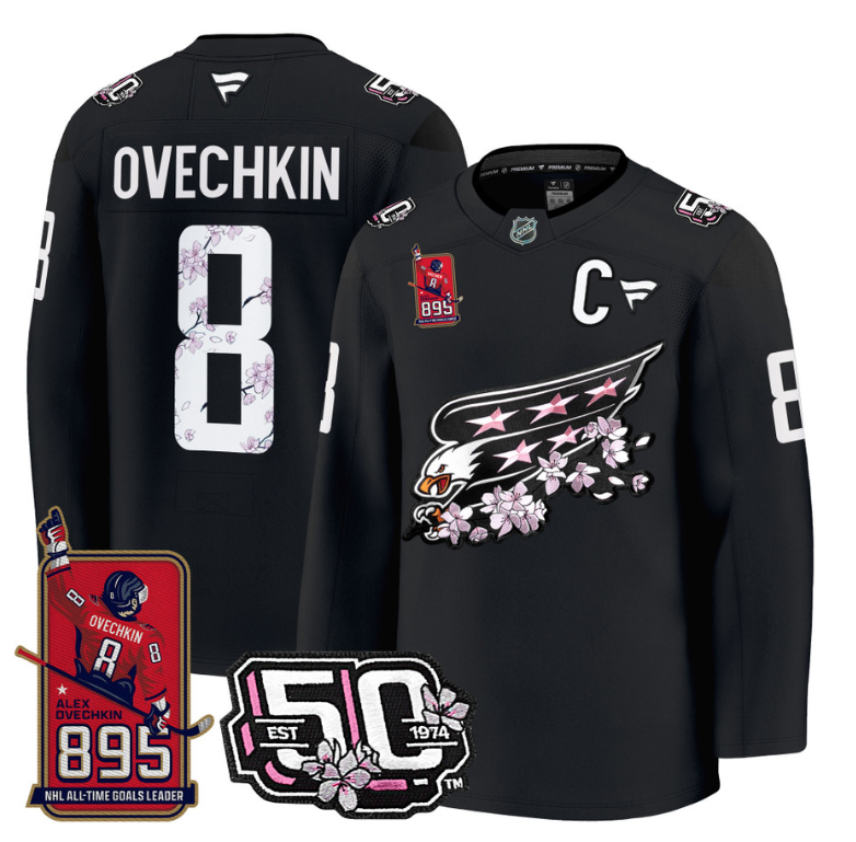 Ovechkin Jersey #8 Washington Capitals All-Time Leading Goals Leader Patch