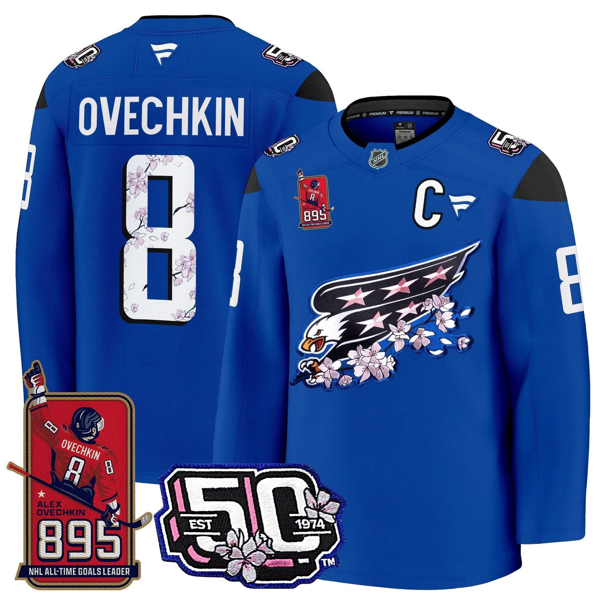 Ovechkin Washington Capitals All-Time Leading Goals Leader Patch Cherry Blossom