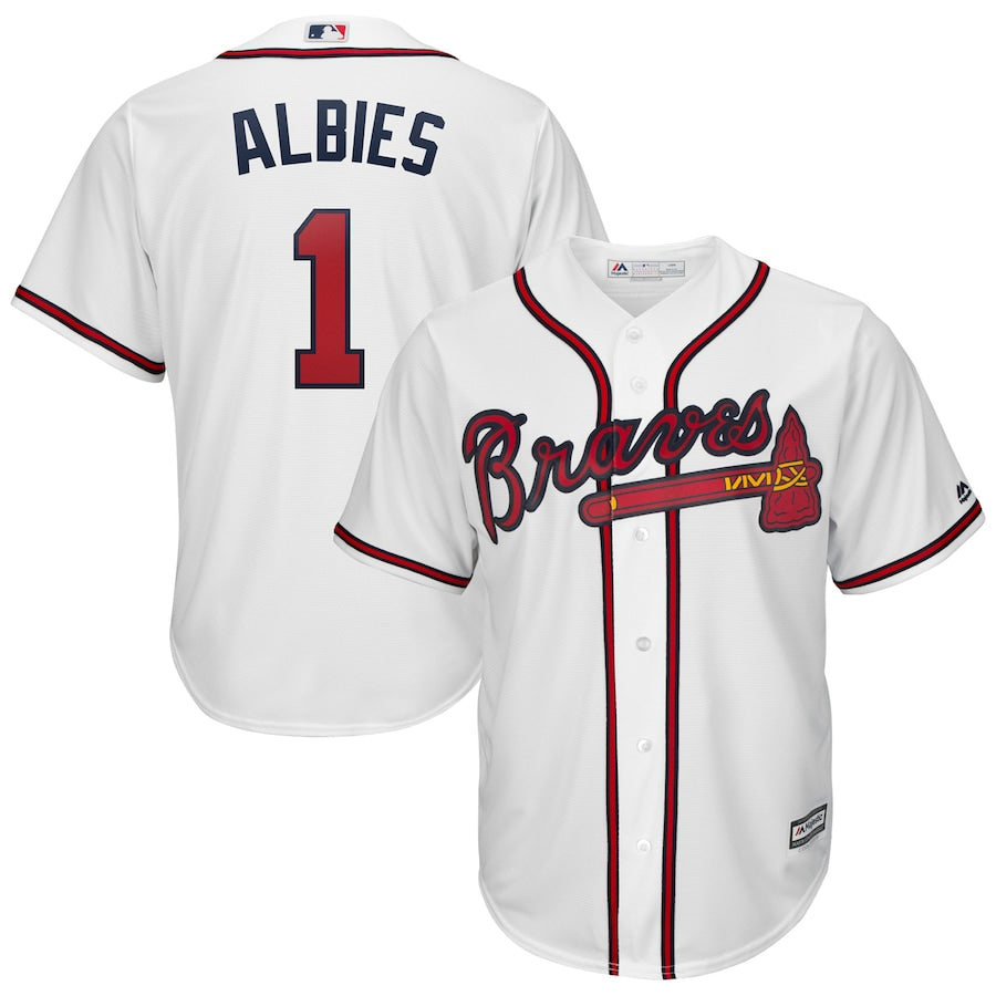 Ozzie Albies Atlanta Braves Majestic 2019 Home Official Cool Base Player Jersey White