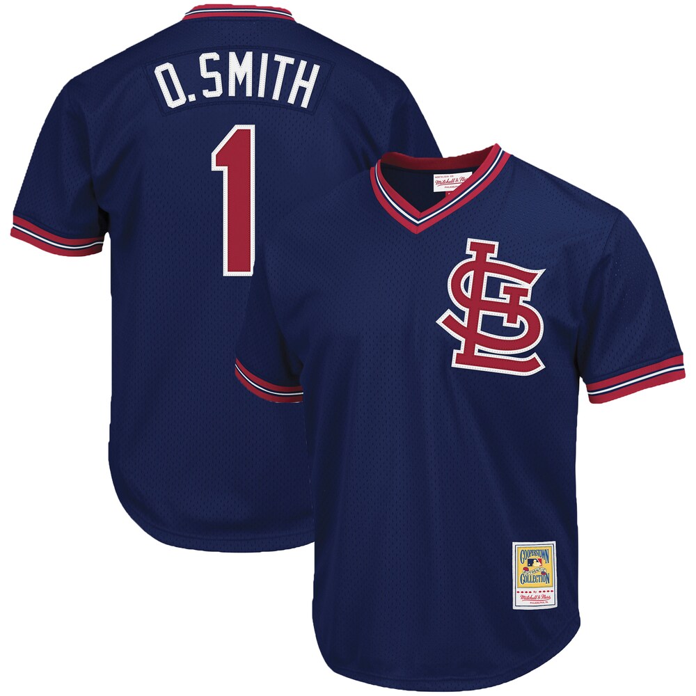 Ozzie Smith St Louis Cardinals Mitchell Ness Cooperstown Collection Big Tall Mesh Batting Practice Jersey Navy