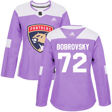 Panthers 72 Sergei Bobrovsky Purple Authentic Fights Cancer Womens Stitched Hockey Jersey