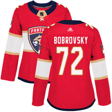 Panthers 72 Sergei Bobrovsky Red Home Authentic Womens Stitched Hockey Jersey