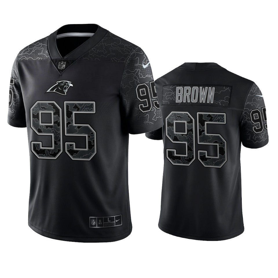 Panthers Derrick Brown Reflective Limited Black Jersey Mens