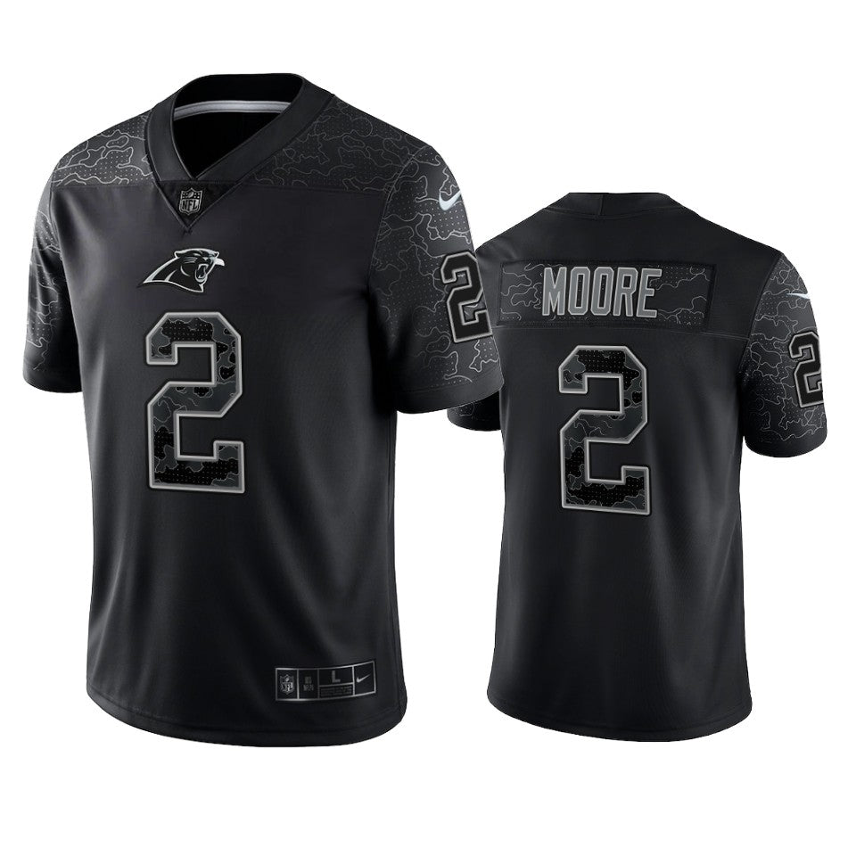 Panthers Dj Moore Reflective Limited Black Jersey Mens