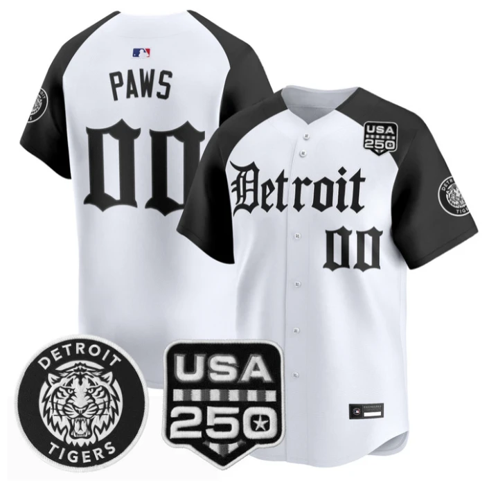 Paws Jersey #00 Detroit Tigers Gothic Edition Vapor Stitched