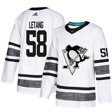 Penguins 58 Kris Letang White Authentic 2019 All star Stitched Hockey Jersey