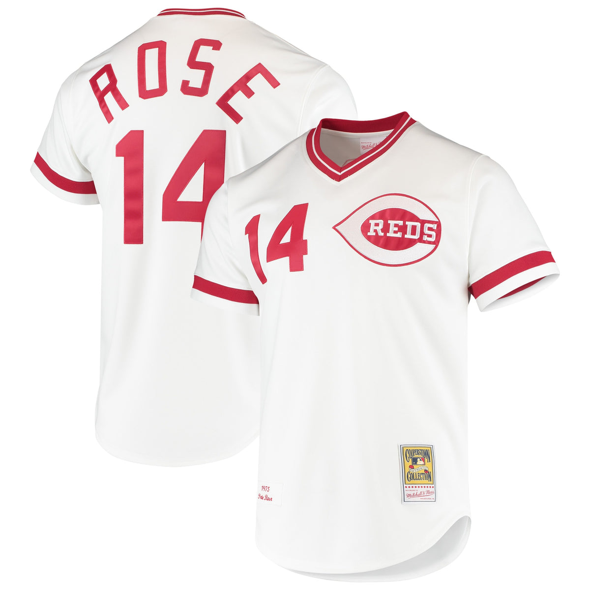 Pete Rose Cincinnati Reds Mitchell Ness Cooperstown Collection Authentic Jersey White