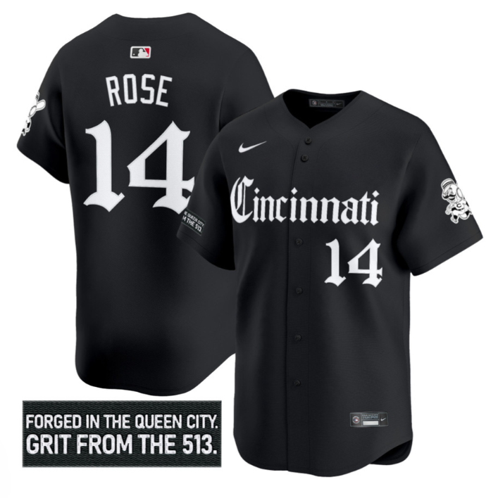 Pete Rose Jersey #14 Cincinnati Reds Gothic Queen City Edition Stitched
