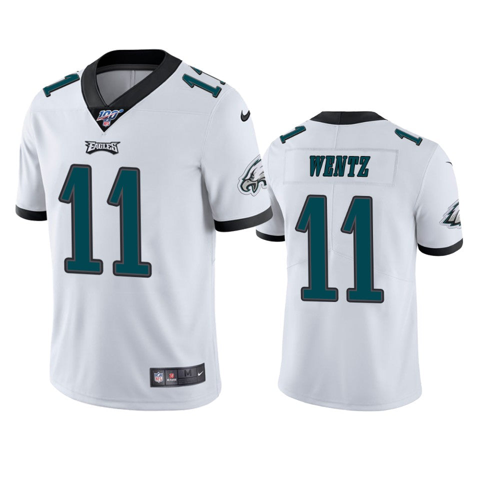 Philadelphia Eagles Carson Wentz White 100th Season Vapor Limited Jersey