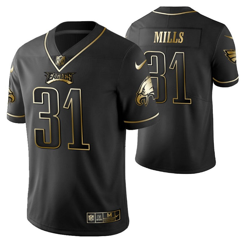 Philadelphia Eagles Jalen Mills 31 2021 Nfl Golden Brandedition Black Jersey Gift For Eagles Fans