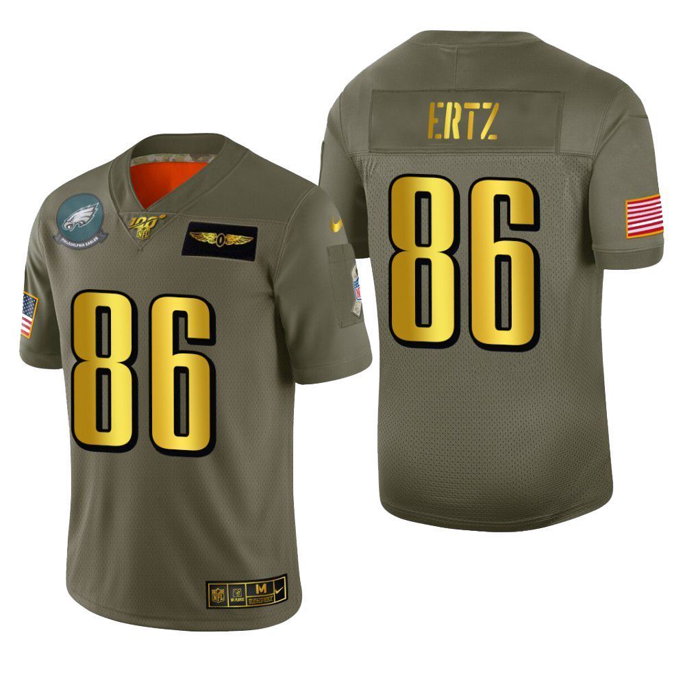 Philadelphia Eagles Zach Ertz 2019 Salute To Service Nfl 100 Mens Jersey Metallic