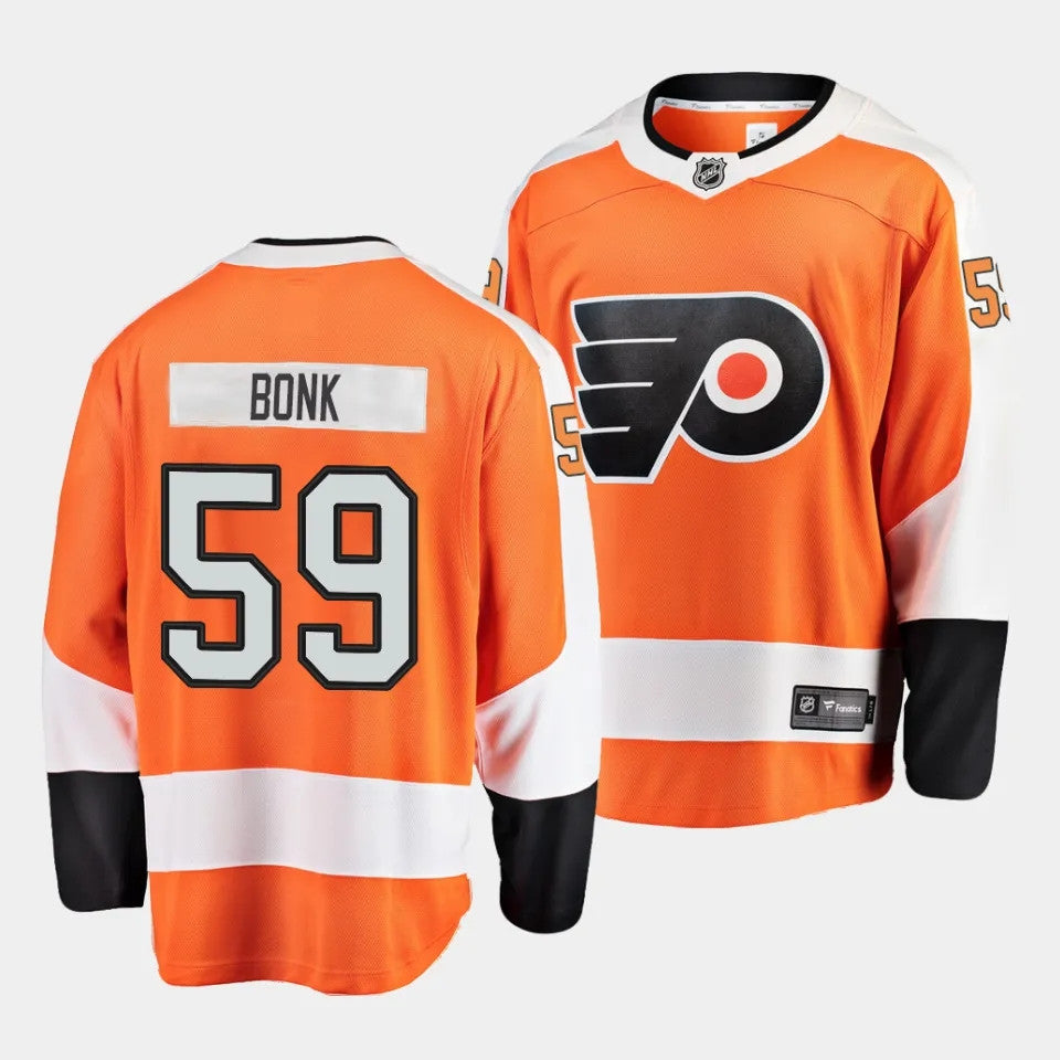 Philadelphia Flyers 59 Oliver Bonk Home Orange Jersey 2023 Nhl Draft