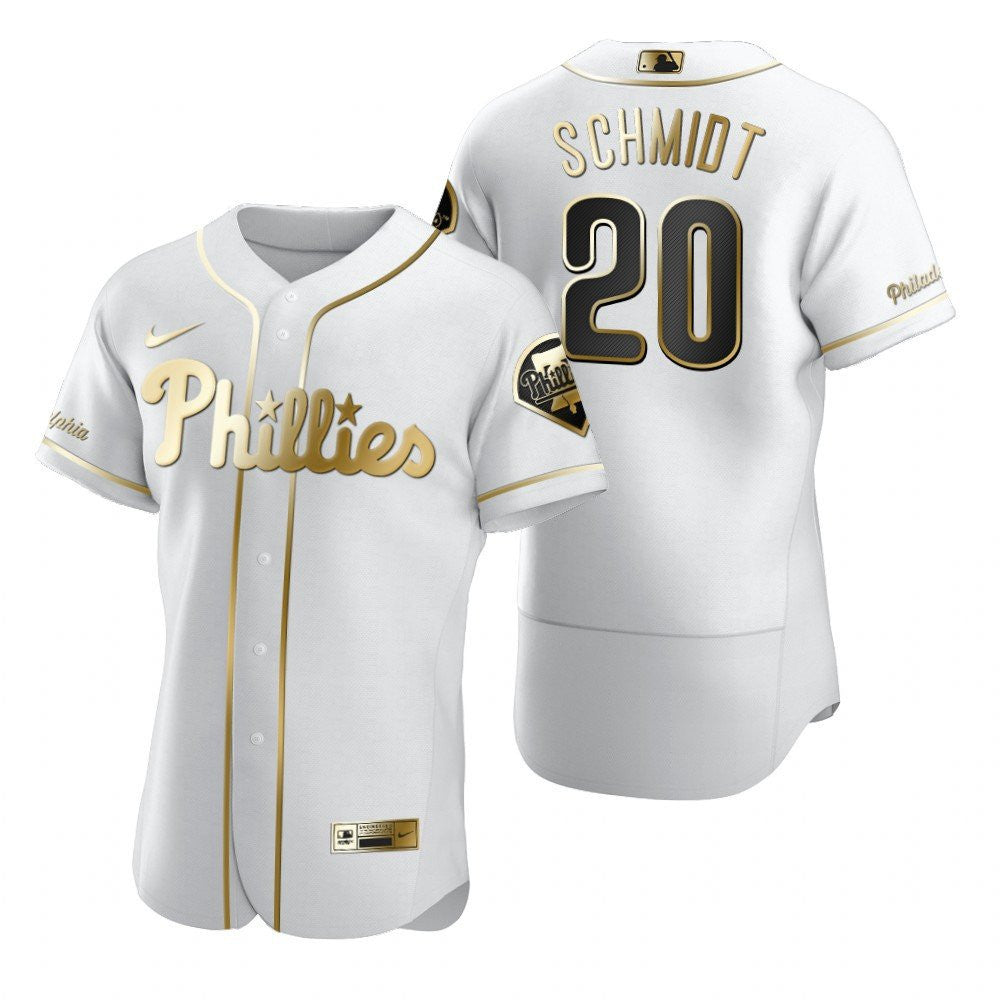 Philadelphia Phillies 20 Mike Schmidt Mlb Golden Brandedition White Jersey Gift For Phillies Fans
