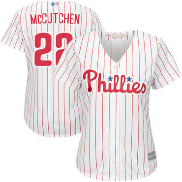 Philadelphia Phillies 22 Andrew Mccutchen Whitered Strip Home Womens Stitched Baseball Jersey