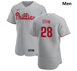 Philadelphia Phillies 28 Alec Bohm Men Nike Gray Road 2020 Authentic Player Mlb Jersey