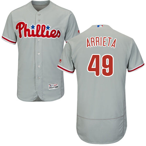 Philadelphia Phillies 49 Jake Arrieta Grey Flexbase Authentic Collection Stitched Mlb Jersey