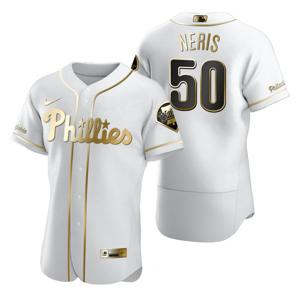 Philadelphia Phillies 50 Hector Neris Mlb Golden Brandedition White Jersey Gift For Phillies Fans