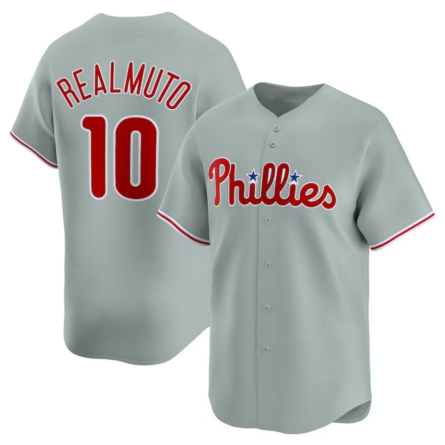 Philadelphia Phillies #10 J.T. Realmuto Road Limited Player Jersey Gray Stitch