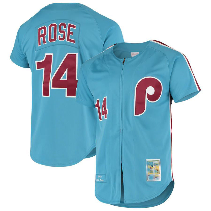 Philadelphia Phillies #14 Pete Rose Mitchell & Ness Light Blue Cooperstown Colle