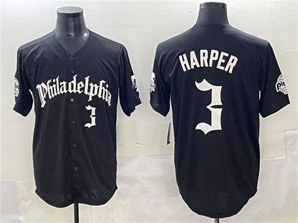 Philadelphia Phillies #3 Bryce Harper Black Gothic Vapor Limited Stitched Baseba