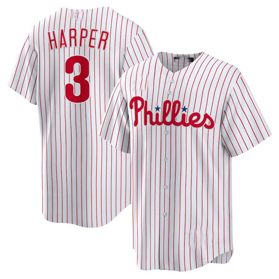 Philadelphia Phillies #3 Bryce Harper Home Replica Player Name Jersey White Ba