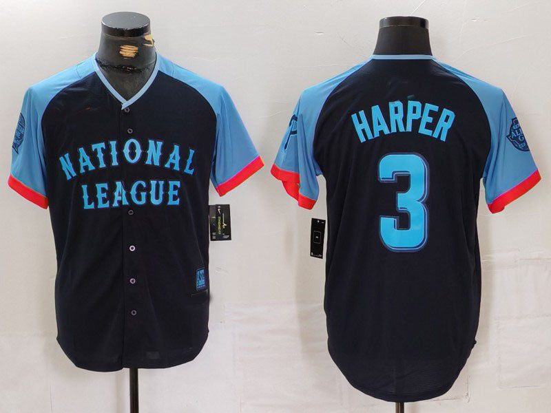 Philadelphia Phillies #3 Bryce Harper Navy 2024 All Star Limited Stitched Baseba