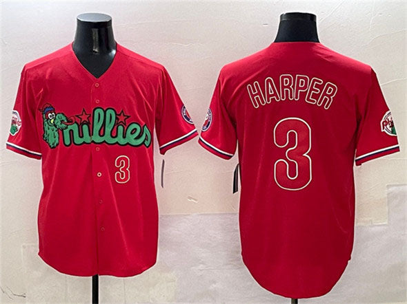 Philadelphia Phillies #3 Bryce Harper Red Phanatic Limited Stitched Baseball Jer