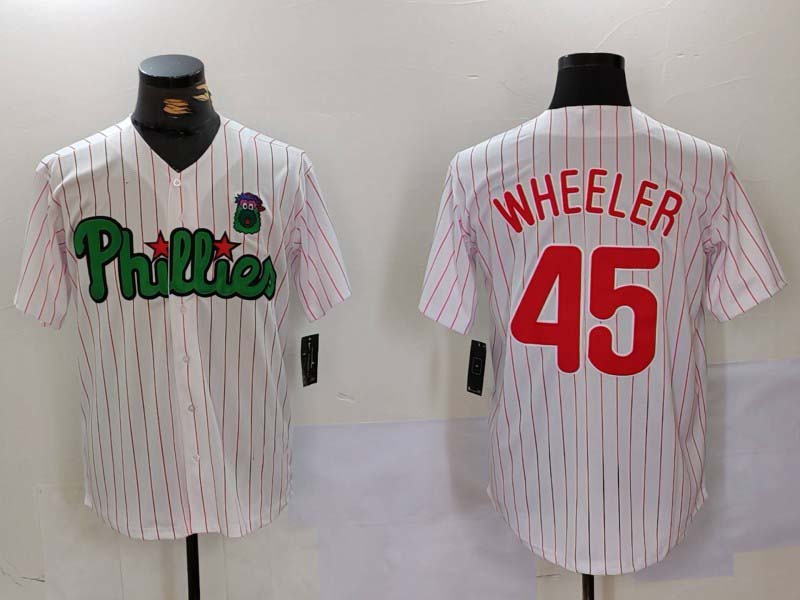 Philadelphia Phillies #45 Zack Wheeler White Green Cool Base Stitched Baseball J