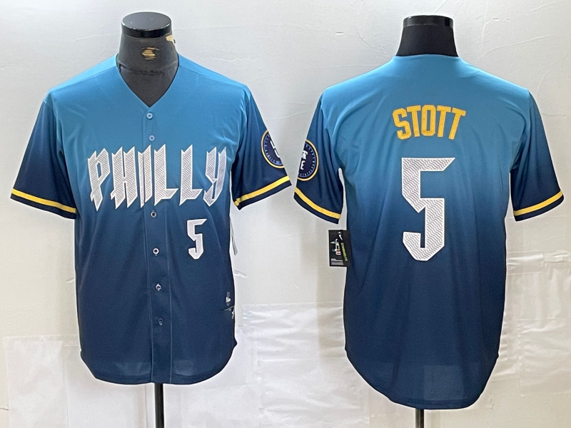 Philadelphia Phillies #5 Bryson Stott Blue 2024 City Player Number Cool Base Sti