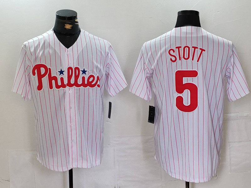 Philadelphia Phillies #5 Bryson Stott White Pinstripe Stitched Cool Base Basebal