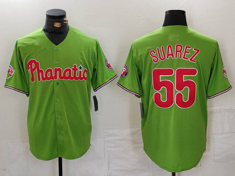 Philadelphia Phillies #55 Ranger Suarez Green With Patch Stitched Cool Base Base