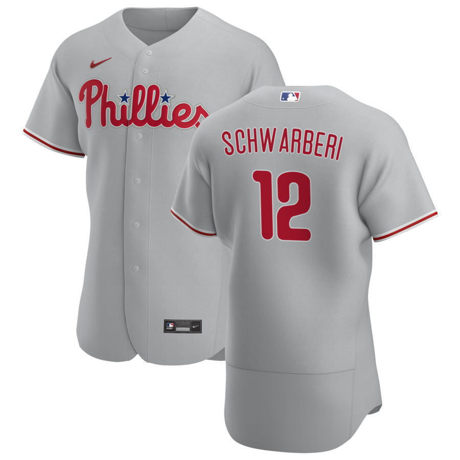 Philadelphia Phillies Kyle Schwarber 12 Mlb Gray Road Jersey Gift For Phillies Fans