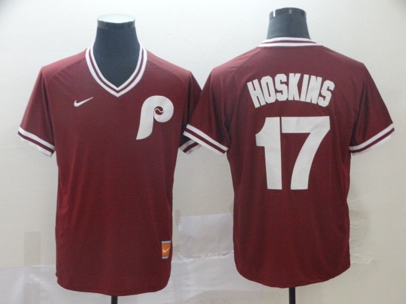 Philadelphia Phillies Rhys Hoskins 17 2020 Mlb Garnet Red Jersey
