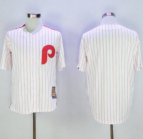 Phillies Blank Whitered Strip Cooperstown Stitched Mlb Jersey