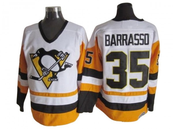 Pittsburgh Penguins #35 Tom Barrasso Vintage CCM Jersey White