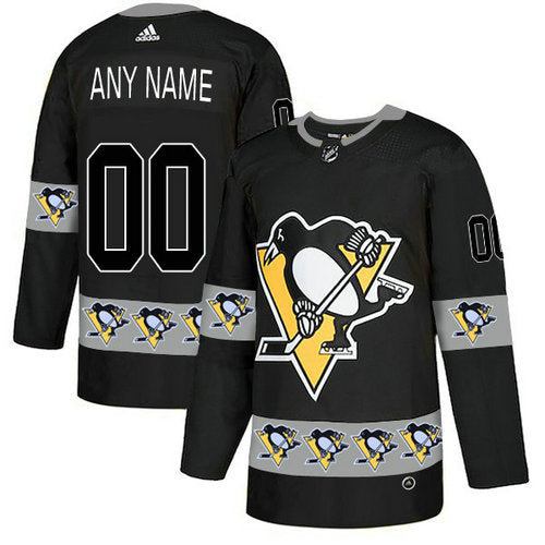 Pittsburgh Penguins Custom Black Team Logos Fashion Jersey