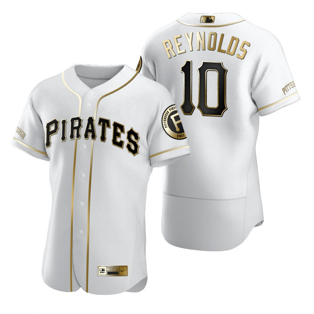 Pittsburgh Pirates 10 Bryan Reynolds Mlb Golden Brandedition White Jersey Gift For Pirates Fans
