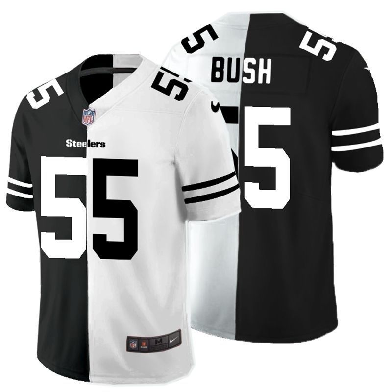 Pittsburgh Steelers Devin Bush 55 Nfl 2020 Black And White Jersey
