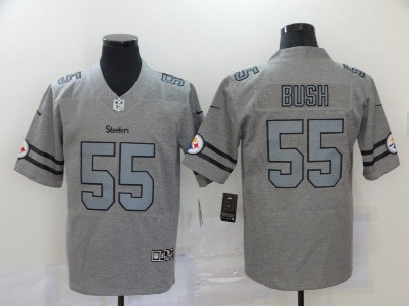 Pittsburgh Steelers Devin Bush 55 Nfl 2020 Grey Jersey