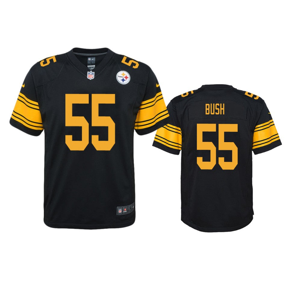 Pittsburgh Steelers Devin Bush Black Color Rush Game Jersey