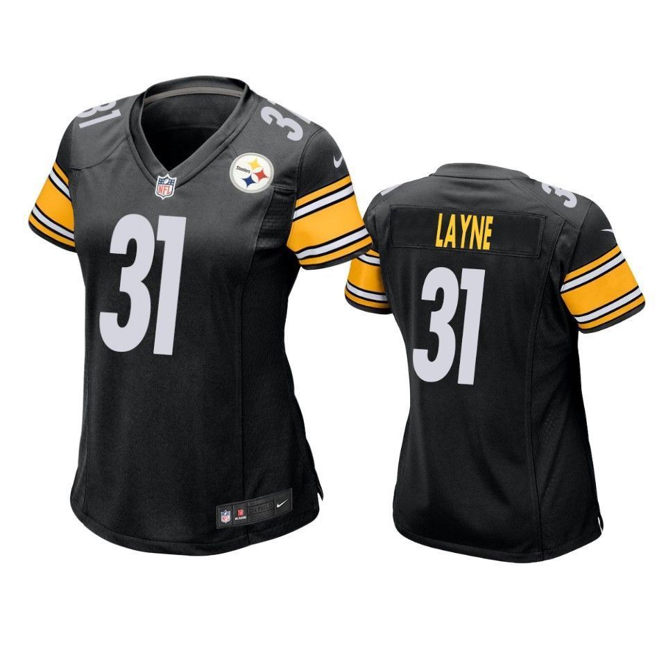 Pittsburgh Steelers Justin Layne 2019 Nfl Draft Black Game Womens Jersey