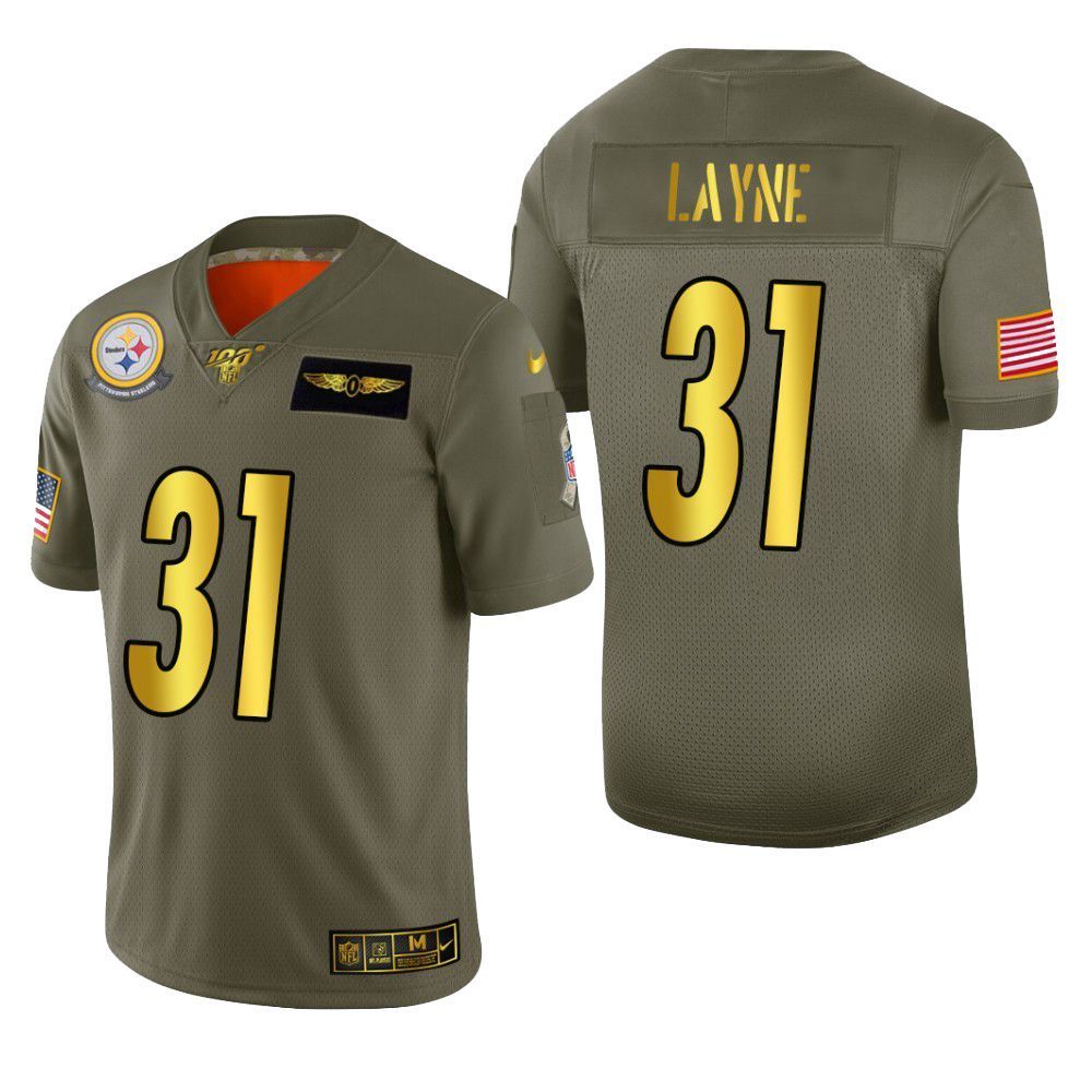 Pittsburgh Steelers Justin Layne 2019 Salute To Service Nfl 100 Mens Jersey Metallic