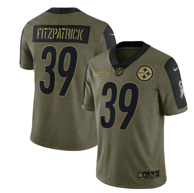 Pittsburgh Steelers Minkah Fitzpatrick 39 Nfl Olive 2021 Salute To Service Player Men Jersey For Steelers Fans