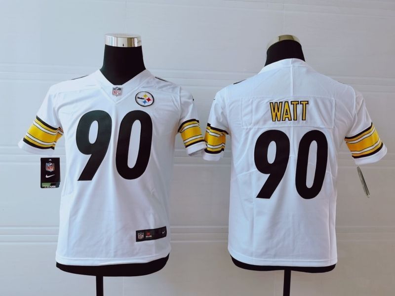 Pittsburgh Steelers T J Watt 90 Nfl 2020 White Jersey