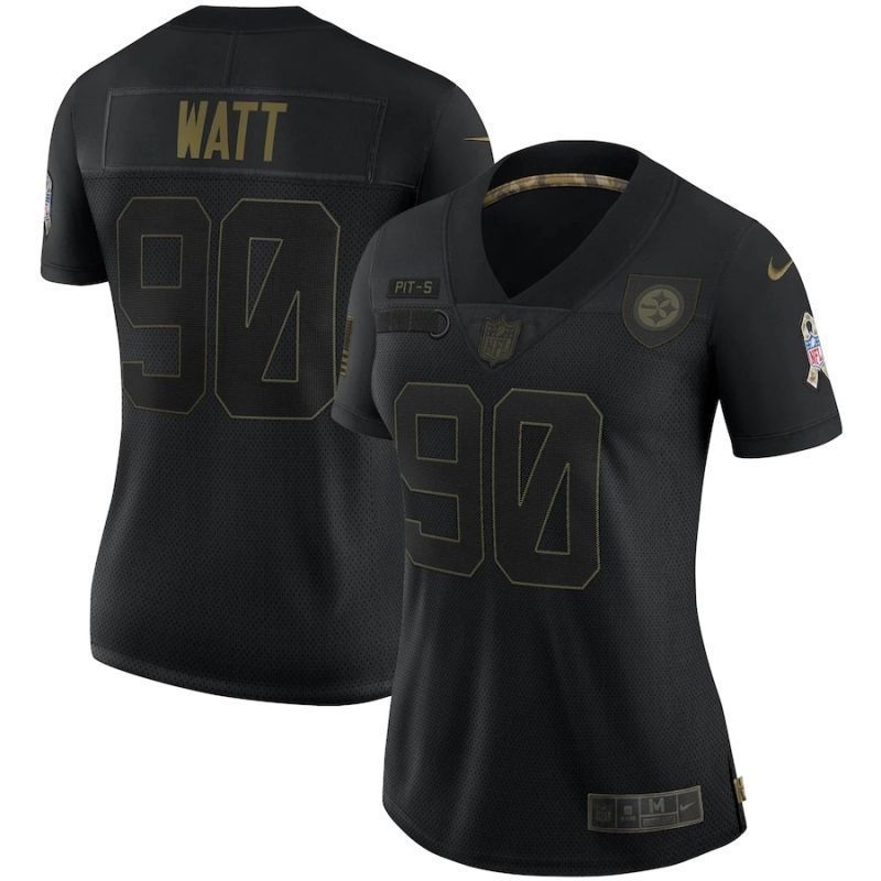 Pittsburgh Steelers Tj Watt 90 Nfl 2020 Black Womens Jersey